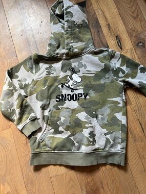 Zara Snoopy Kids' Camo Zara Hoodie - Green/Gray